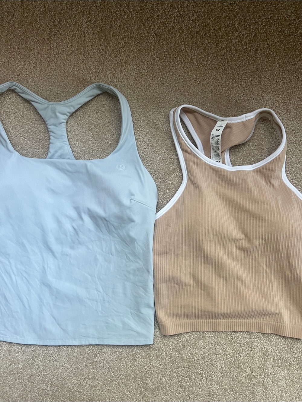 lululemon athletica Pale Blue and Beige Ribbed Tank Duo - Racerback size 8
